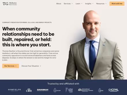 Homepage screenshot of Thomas Gaultier Mediation Services
